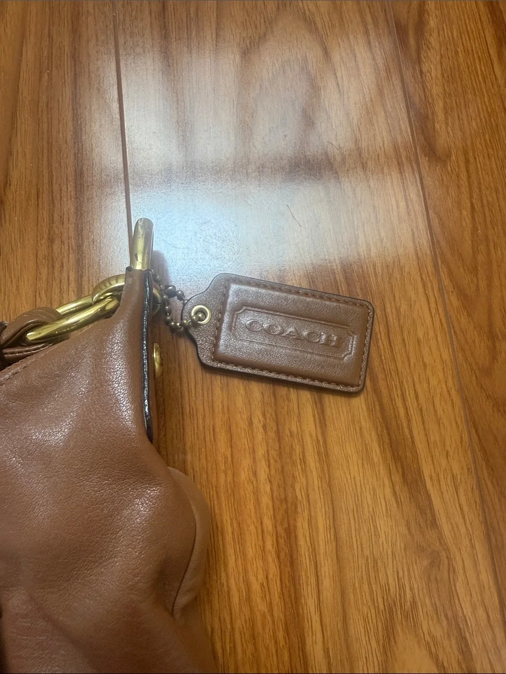 Coach Tan Leather Hobo with Gold-Tone Lock